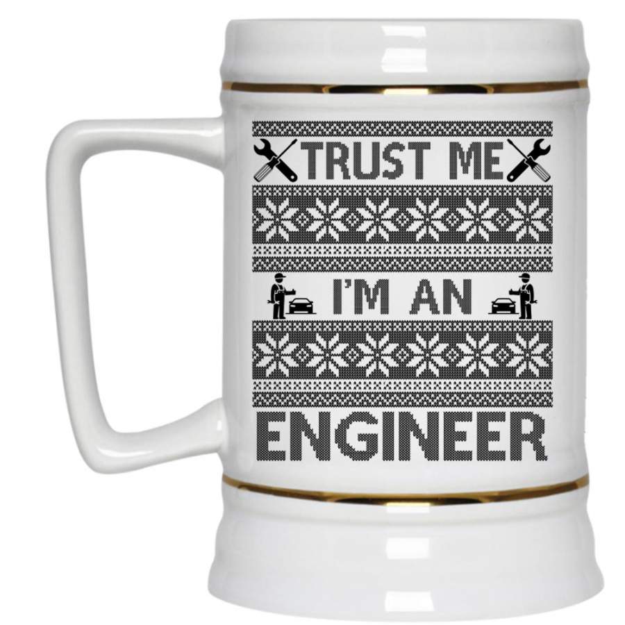 Ugly Christmas Beer Stein 22oz, I’m An Engineer Beer Mug