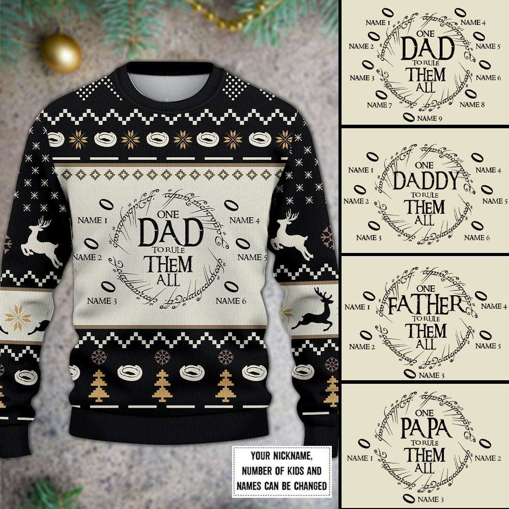 89Customized One Dad To Rule Them All Personalized Ugly Sweater