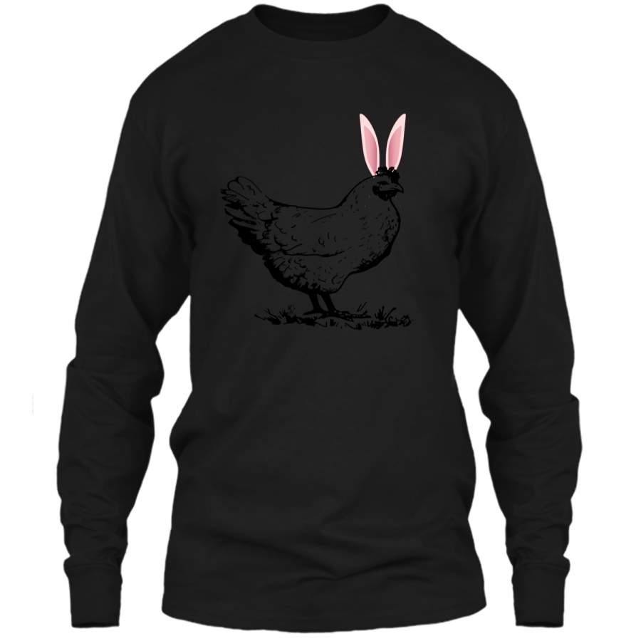 Chicken Hen Easter Bunny Rabbit Ears Funny T-Shirt Tee LS Ultra Cotton Tshirt