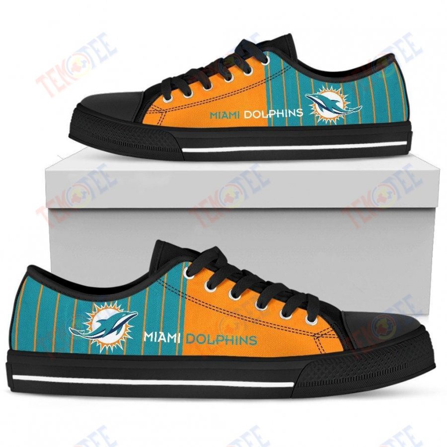 Mens Womens Miami Dolphins Simple Design Vertical Stripes Low Top Shoes Custom Print Footwear Convers Sneakers TMT785