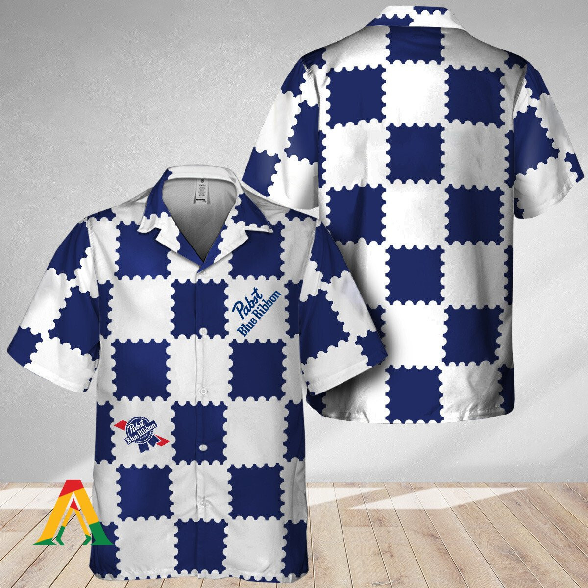 Trendy Gingham Pabst Blue Ribbon Hawaii Shirt Ha21195