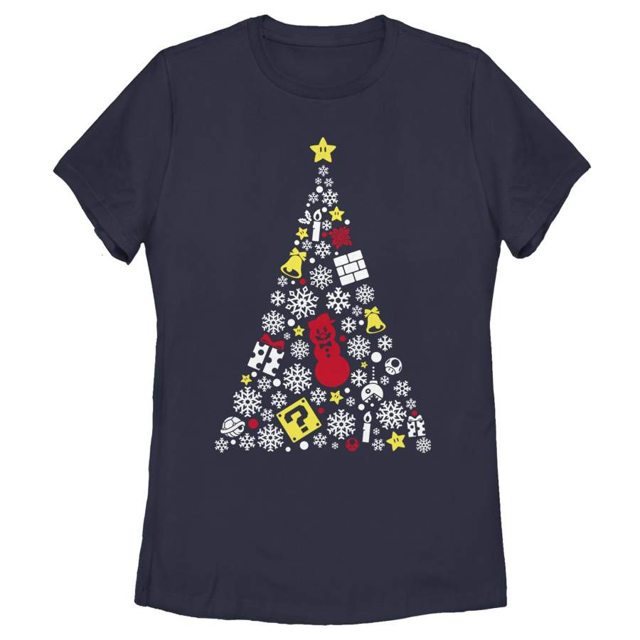 Nintendo Women’s Christmas Evergreen Mario  T Shirt