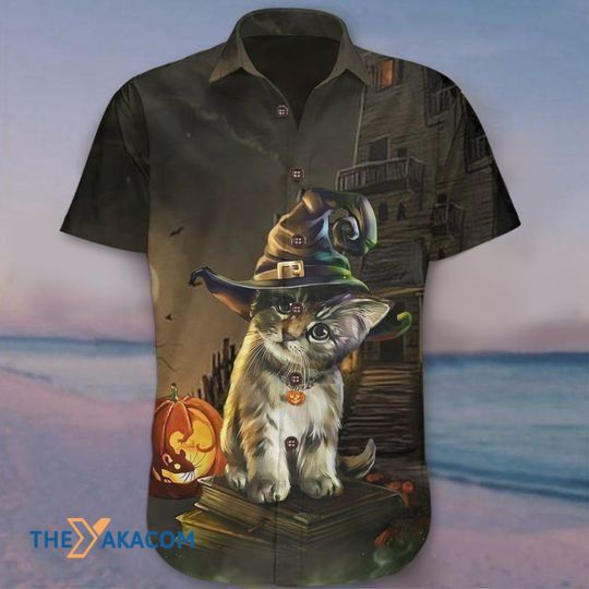 Happy Halloween With Innocent Witching Cat Witch The Best Gift For Lovers Hawaiian Shirt Ha4363