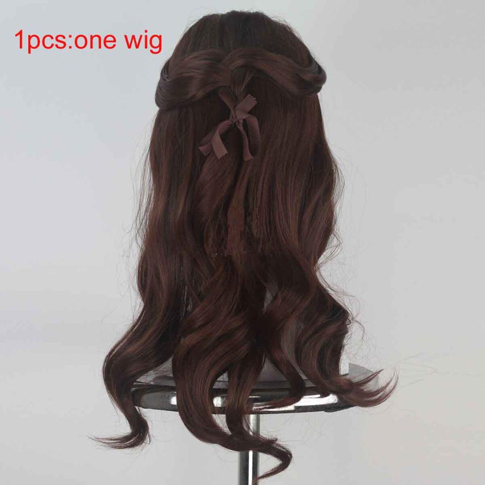 Beauty and the Beast Prince Belle Wig Brown Curly Hair Bun Wig Cosplay Halloween Costume Role Play Hair Movie Cosplay Costume alx