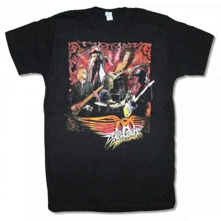 Aerosmith Live Image Band Group Pic Men’S T Shirt Soft