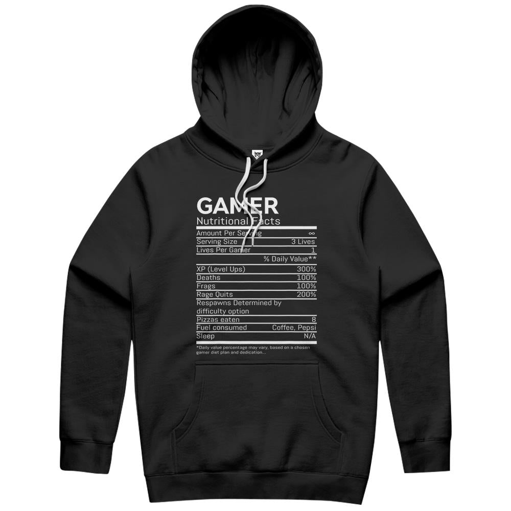 Nutritional Facts Shirt, Gamer Nutrition Facts Shirt, Gamer Nutritional Facts Computer Gaming Funny Video Gamer Hoodie