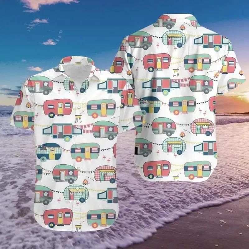 Camping Bus Aloha Hawaii Shirt Colorful Short Sleeve Summer Beach Casual For Men And Women Ha17884