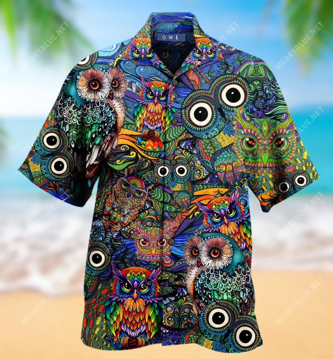 Amazing Owls Hippie Aloha Hawaiian Shirt Colorful Short Sleeve Summer Beach Casual Shirt For Men And Women