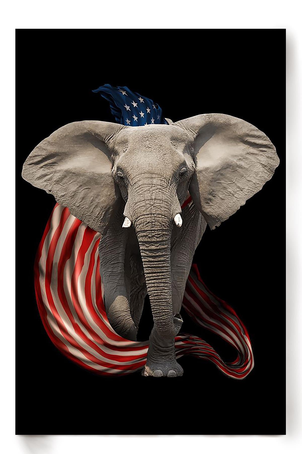 American Flame Elephant Wall Art For 4Th Of July Happy American Dependent’S Day Poster