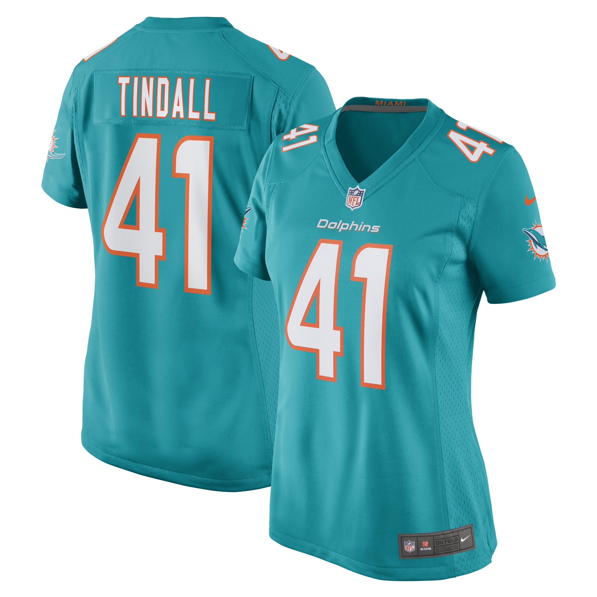 Channing Tindall Miami Dolphins Women's Game Player Jersey – Aqua