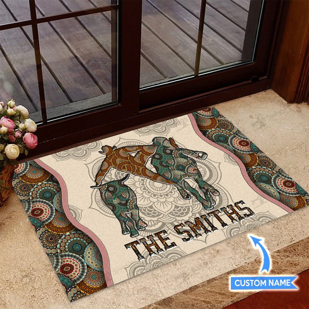 Steer Wresting Personalized Custom Name Doormat