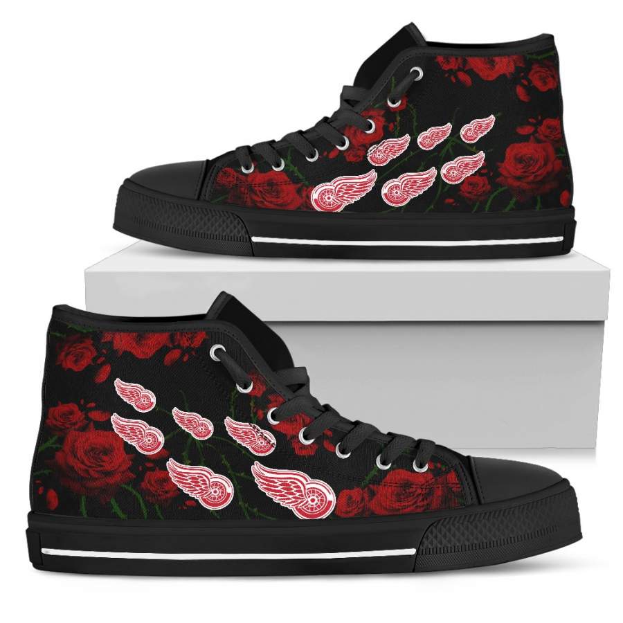 Lovely Rose Thorn Incredible Detroit Red Wings High Top Shoes