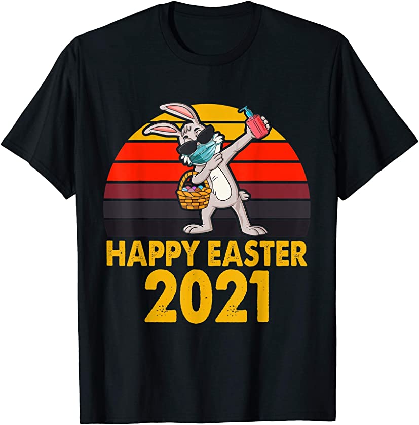 Kids Happy Easter 2021 Shirt Dabbing Rabbit Easter Boy Girl T-Shirt