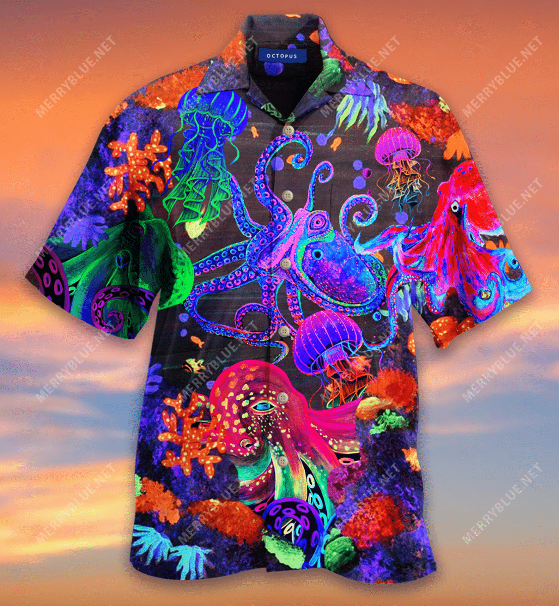 Neon Octopus Hawaii Shirt Ha46936