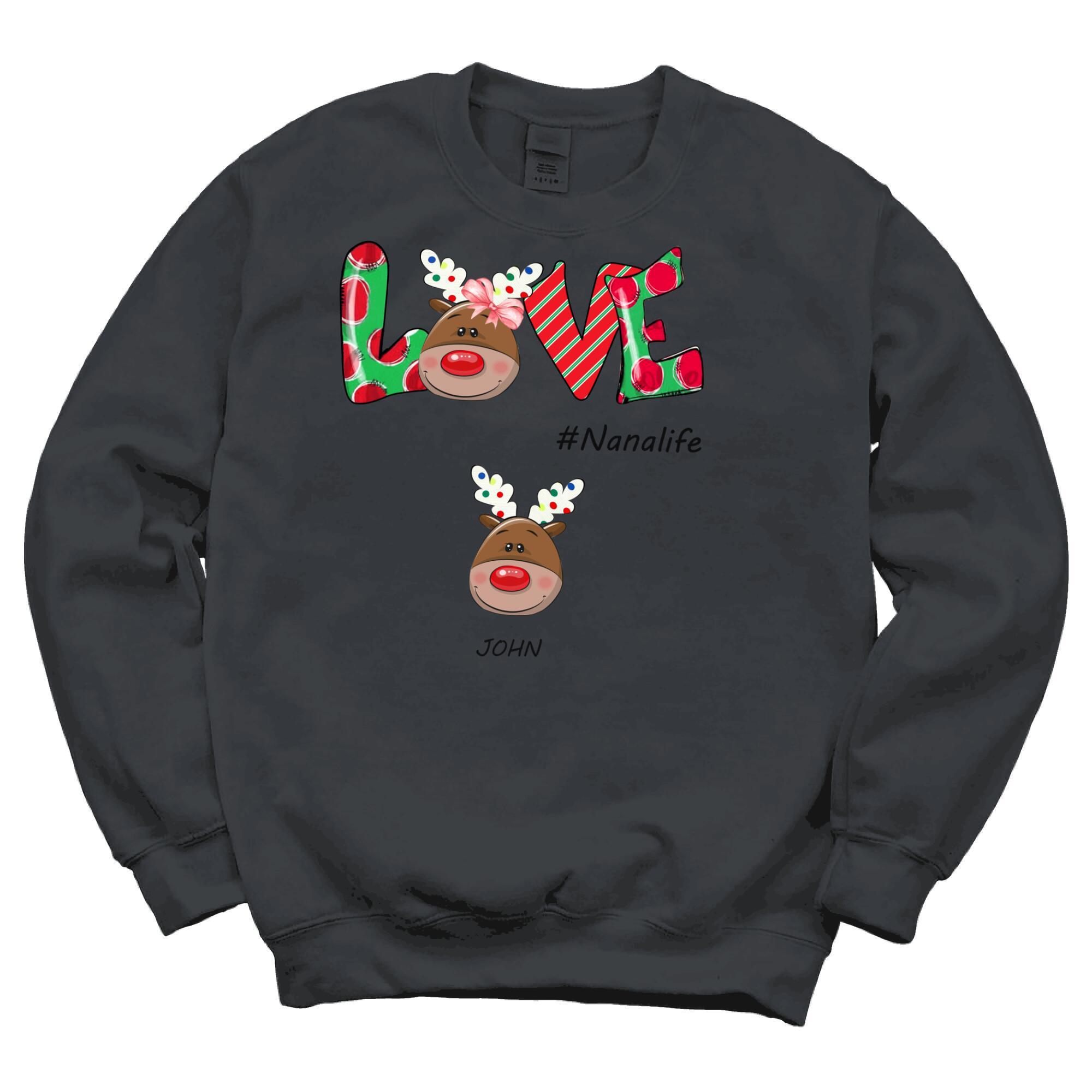 Reindeer Love Nanalife – Personalized shirt, family gift, gift for grandma