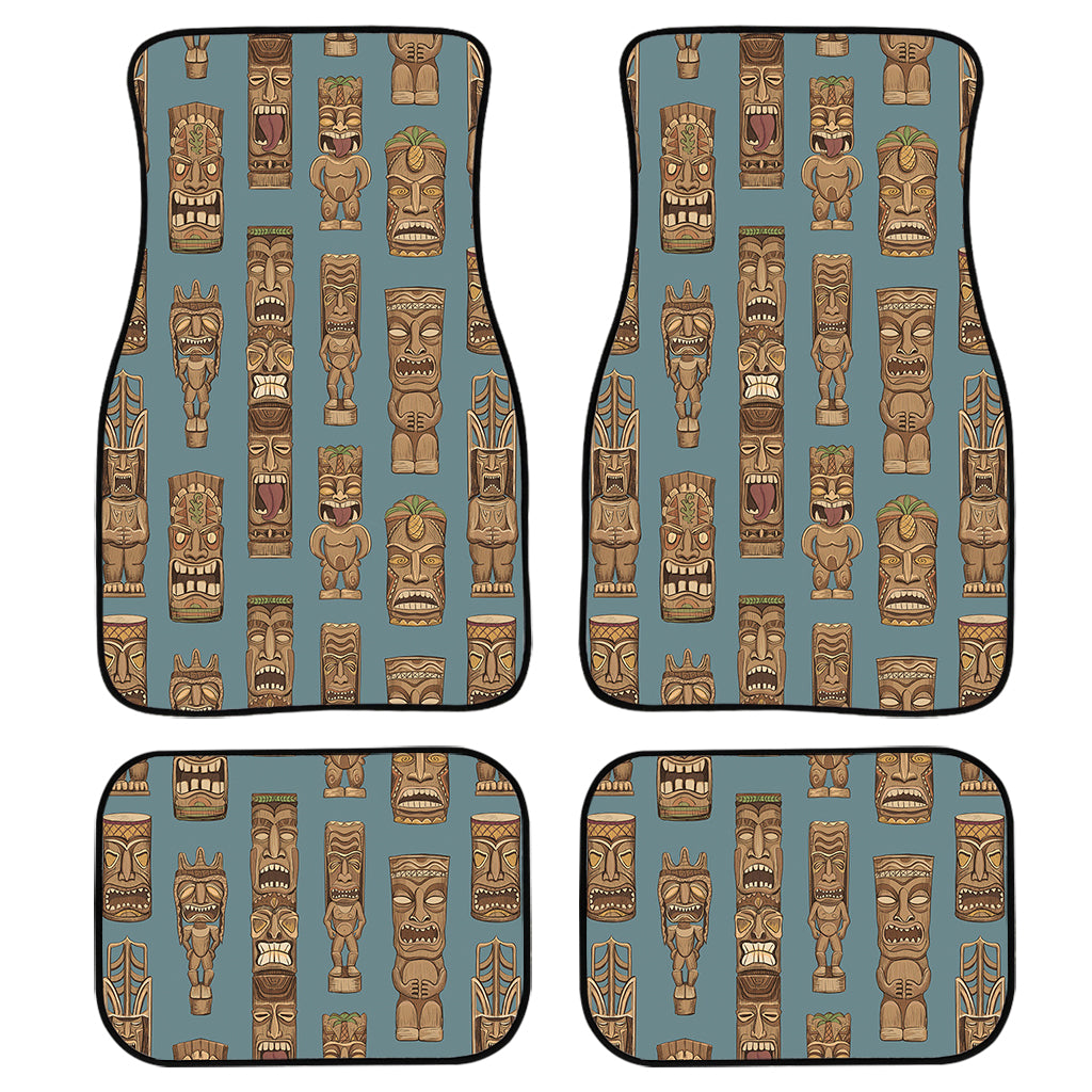 Tiki Totem Pattern Print Front And Back Car Floor Mats, Front Car Mat