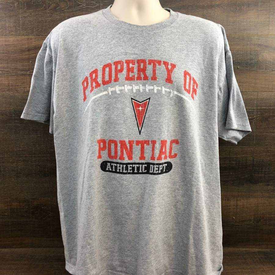 Vintage Men’s Shirt Property of Pontiac Athletic Dept. Graphic Tee Gray