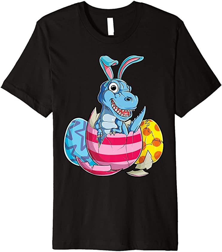 Dinosaur Easter T rex Eggs Boys Kids Girls Funny Bunny Ears Premium T-Shirt