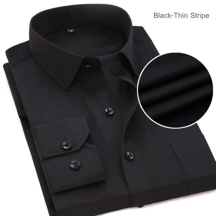 U&SHARK Mens Basic Dress Shirt Formal Business Twill Fabric Easy Care Long Sleeve White Tops Shirts for Social Work Office Wear