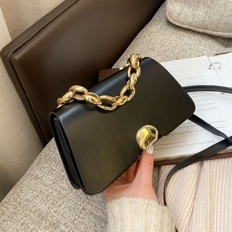 New British Fashion Simple Small Square Bag Women’s Designer Handbag High-quality PU Leather Chain Mobile Phone Shoulder Bags alx