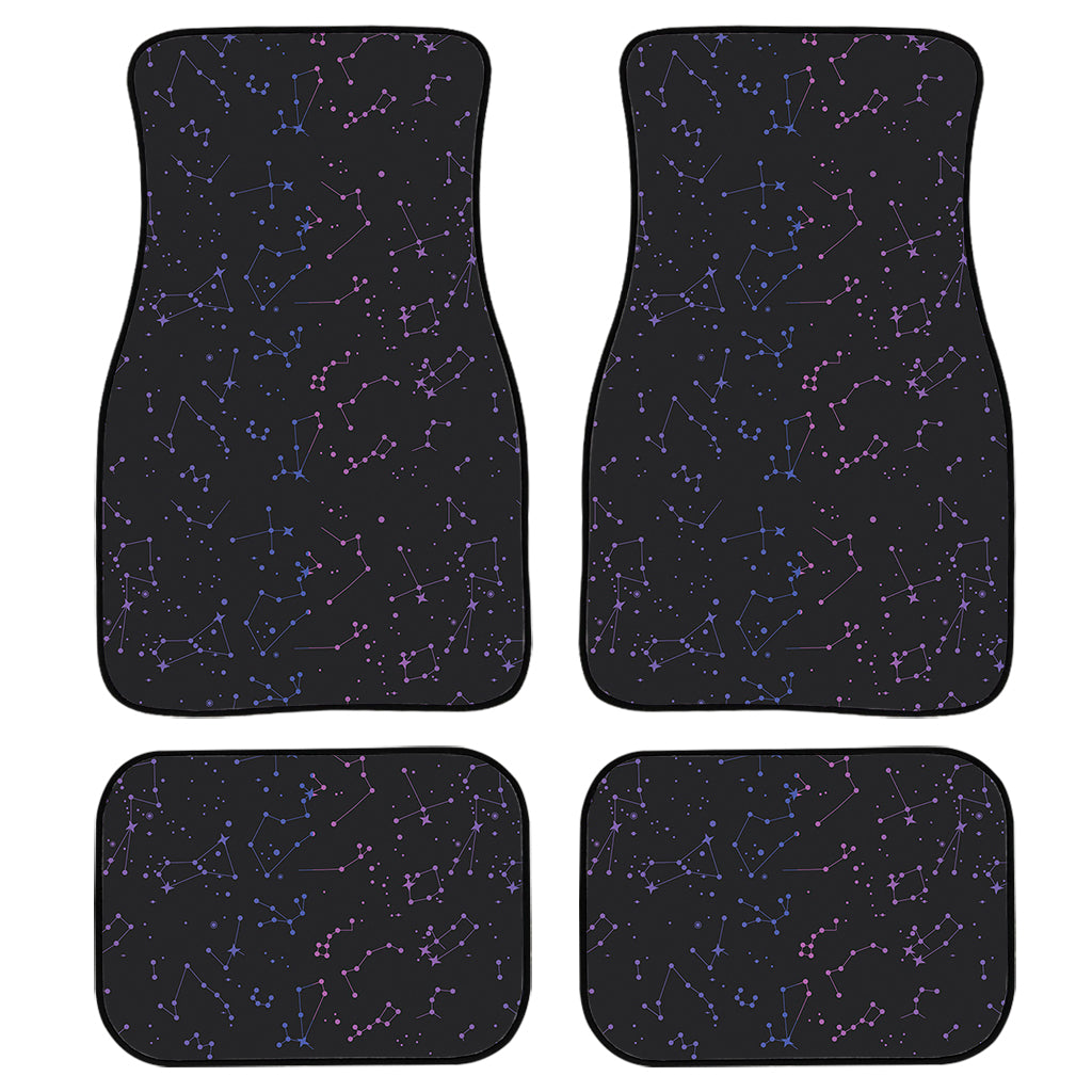 Purple Zodiac Stars Pattern Print Front And Back Car Floor Mats, Front Car Mat