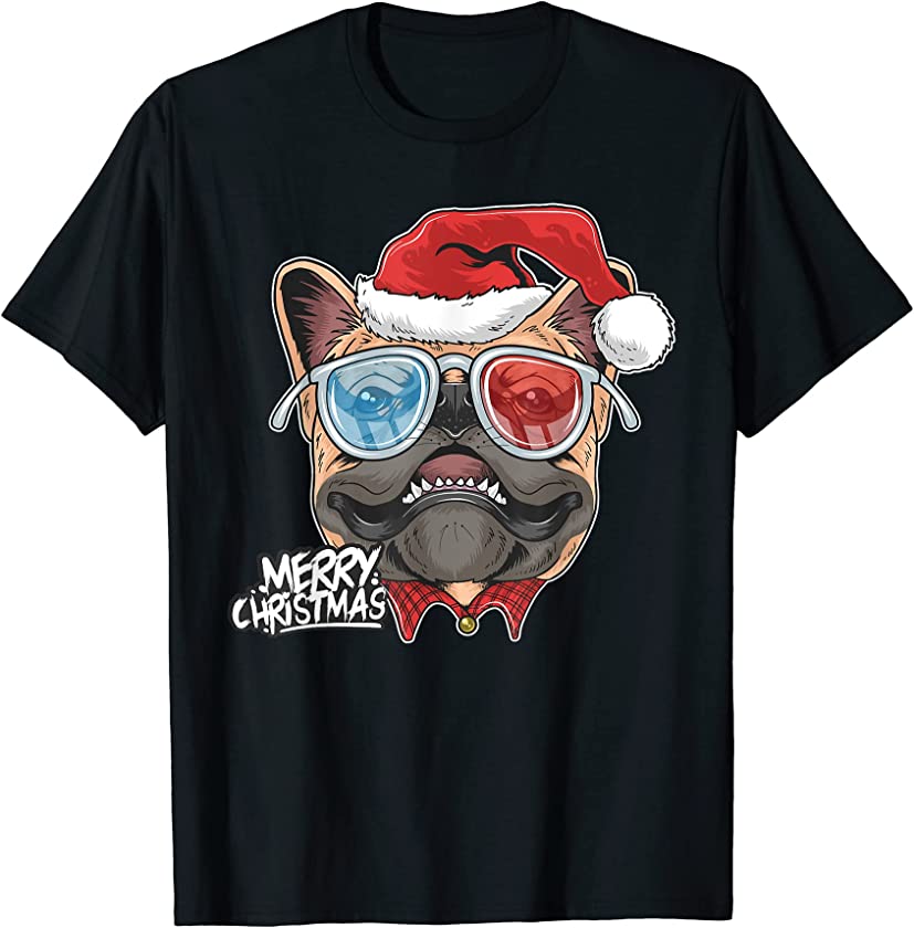 Christmas Pug Puppy Dog Santa Claus cute face Funny Xmas T-Shirt