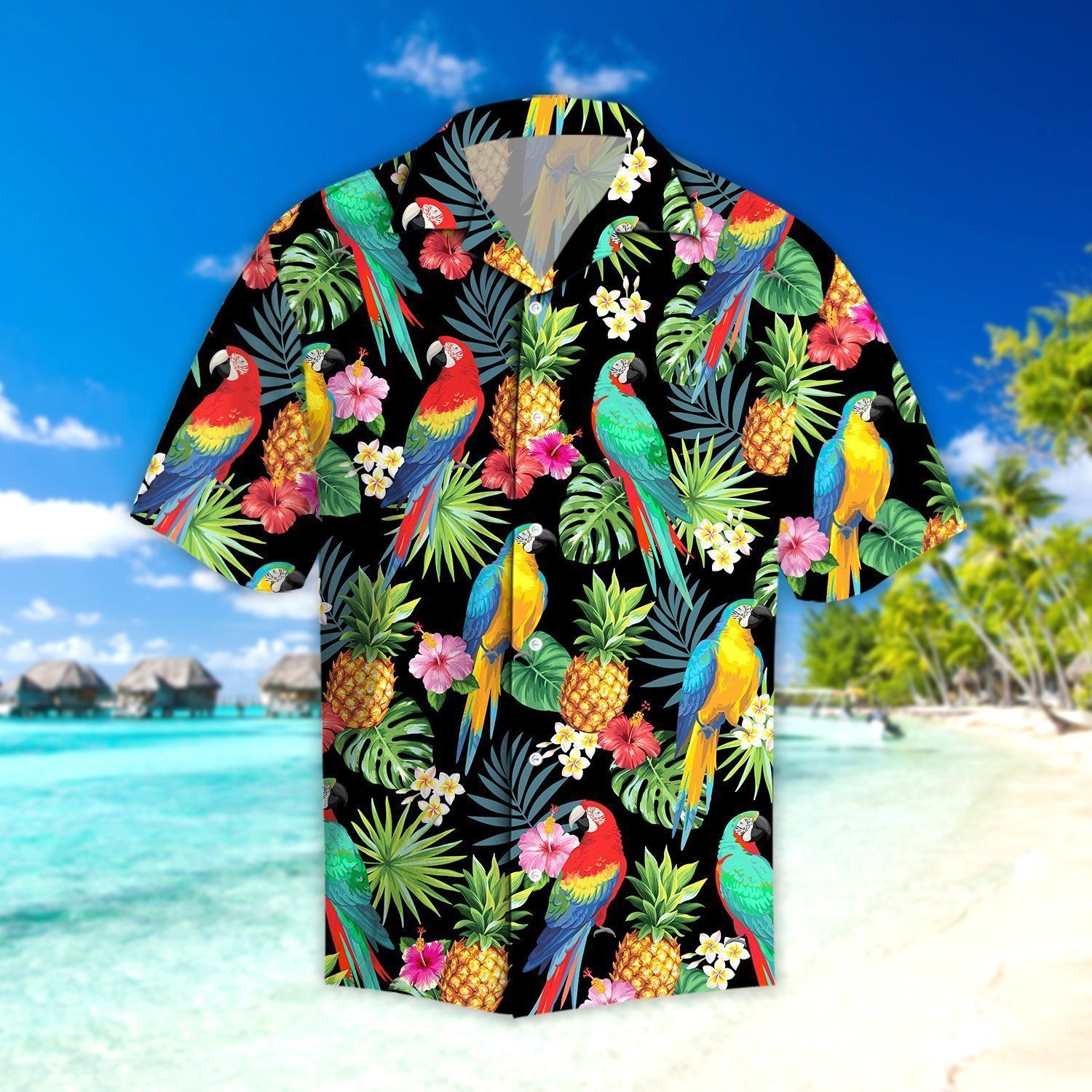 Get Here Parrots Pineapples Hibiscus Tropical Hawaii Shirt Ha17831