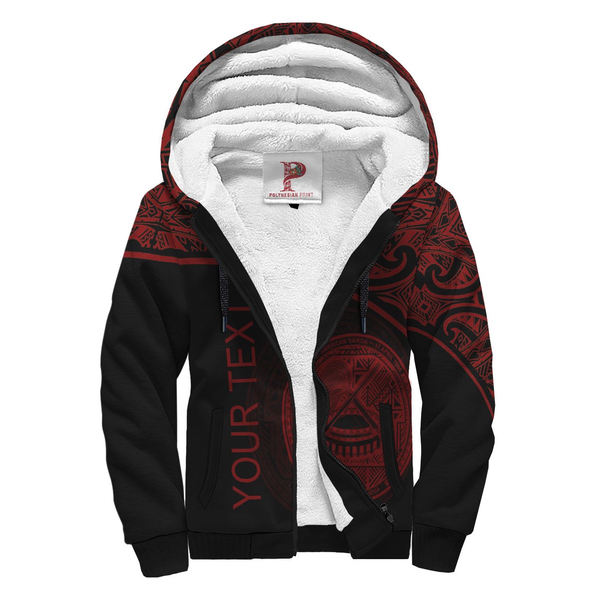 American Samoa Personalised Custom Polynesian Sherpa Hoodie – Curve Red – BN39