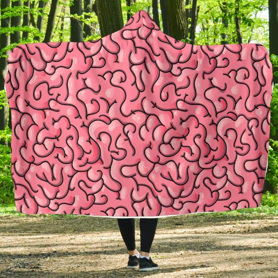 Zombie Brain Halloween Pattern Print Hooded Blanket