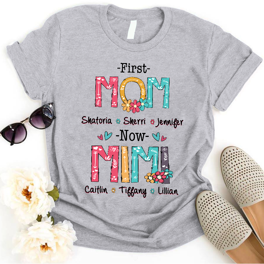 First Mom Now Grandma Shirt, Personalized Grandma Shirts with Grandkids Names, Mothers Day Gift, Grandma Shirt, New Grandma Shirt, Mama Shirt