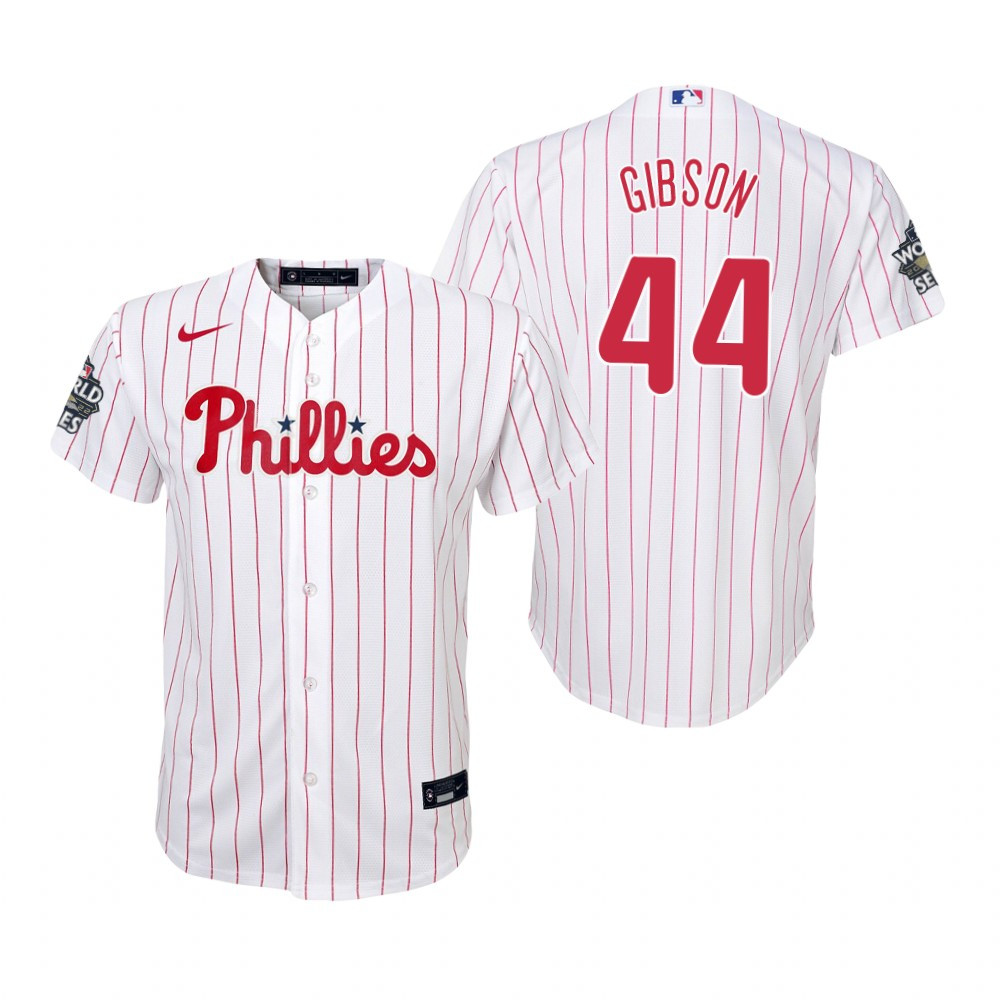 Youth Philadelphia Phillies Kyle Gibson 44 White 2022-23 World Series Jersey