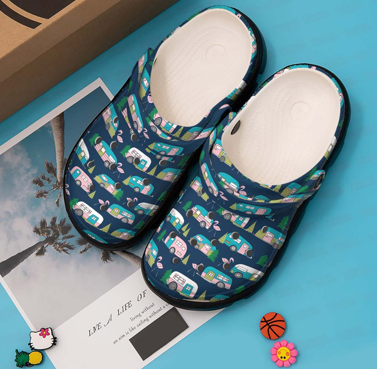 Camping Personalized Clog, Custom Name, Text, Color, Number Fashion Style For Women, Men, Kid, Print 3D Camping And Flamingo Pattern