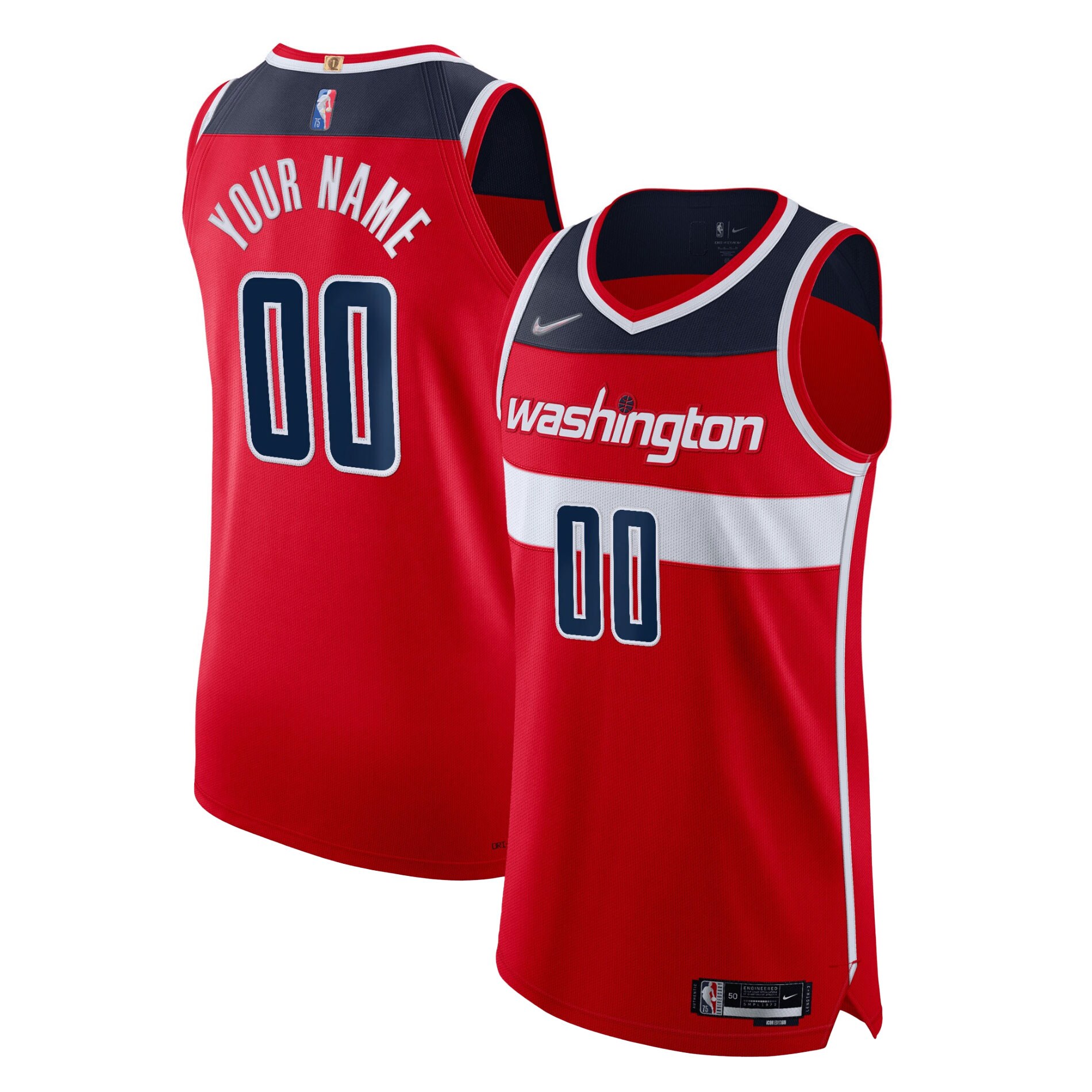 Washington Wizards 2021/22 Diamond Authentic Custom Jersey – Icon Edition – Red