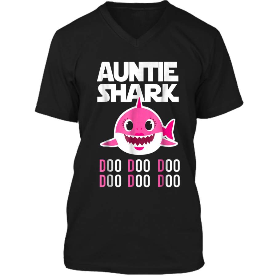 Auntie Shark  Doo Doo Doo – Family Gift  Mens Printed V-Neck T