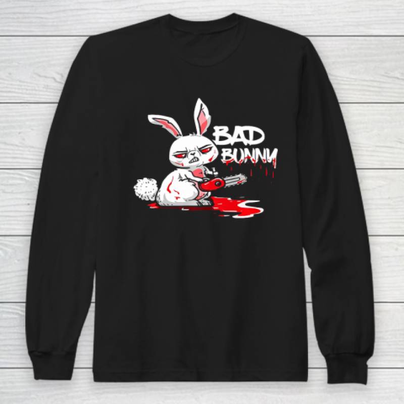 Bad Bunny Funny Horror Rabbit Halloween Gift Evil Long Sleeve T-Shirt