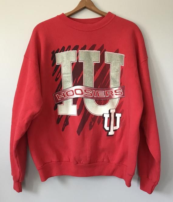 Vintage 90S Indiana Hoosiers Basketball Crewneck Shirt Crest Logo Iu University Shirt