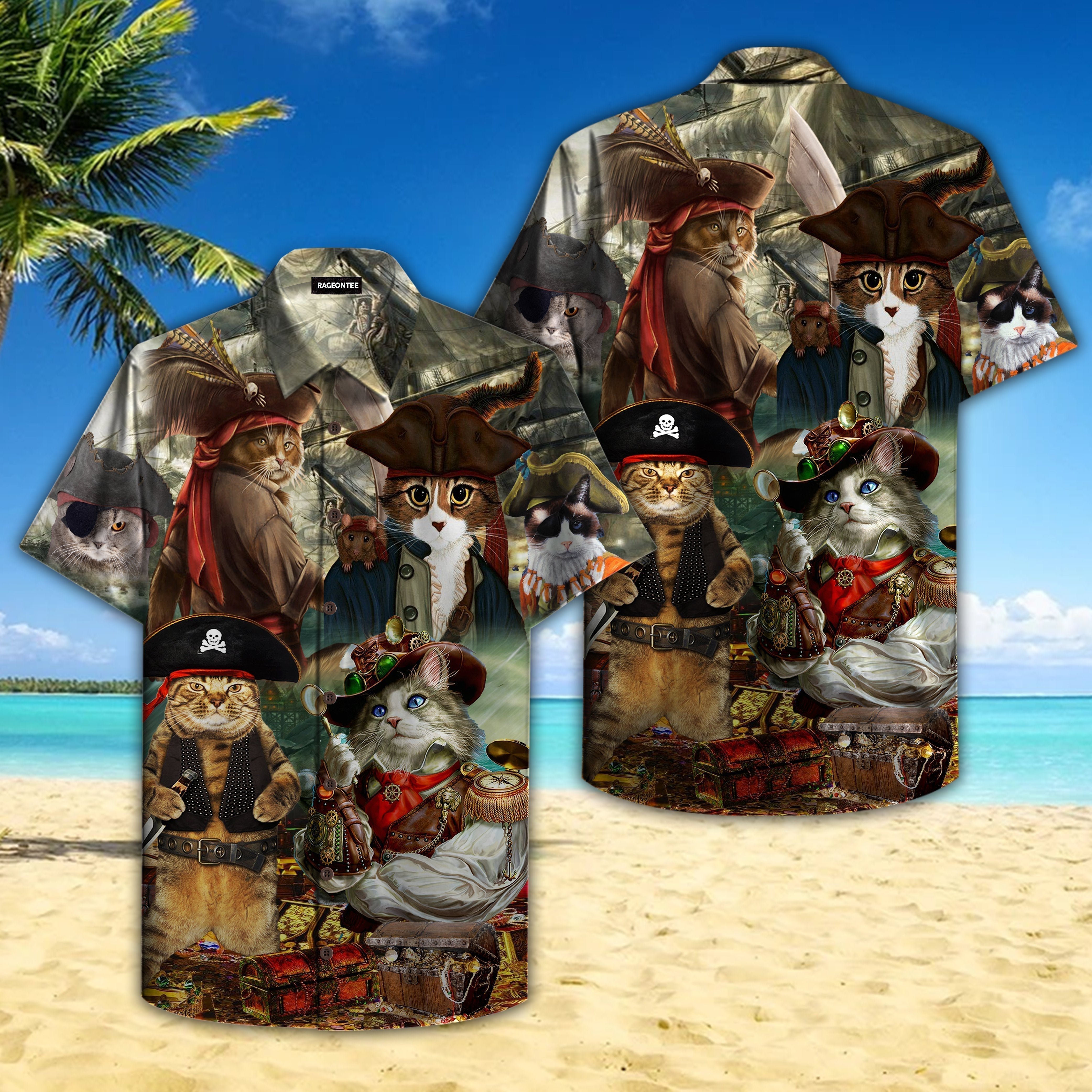 Pirate Cat Aloha Hawaii Shirts For Men Women Ha91889