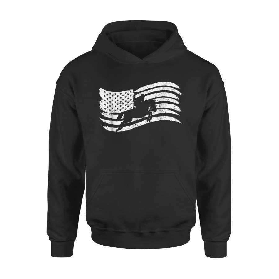 American Flag For Horse Jumping Jockey Vintage Look Premium Hoodie