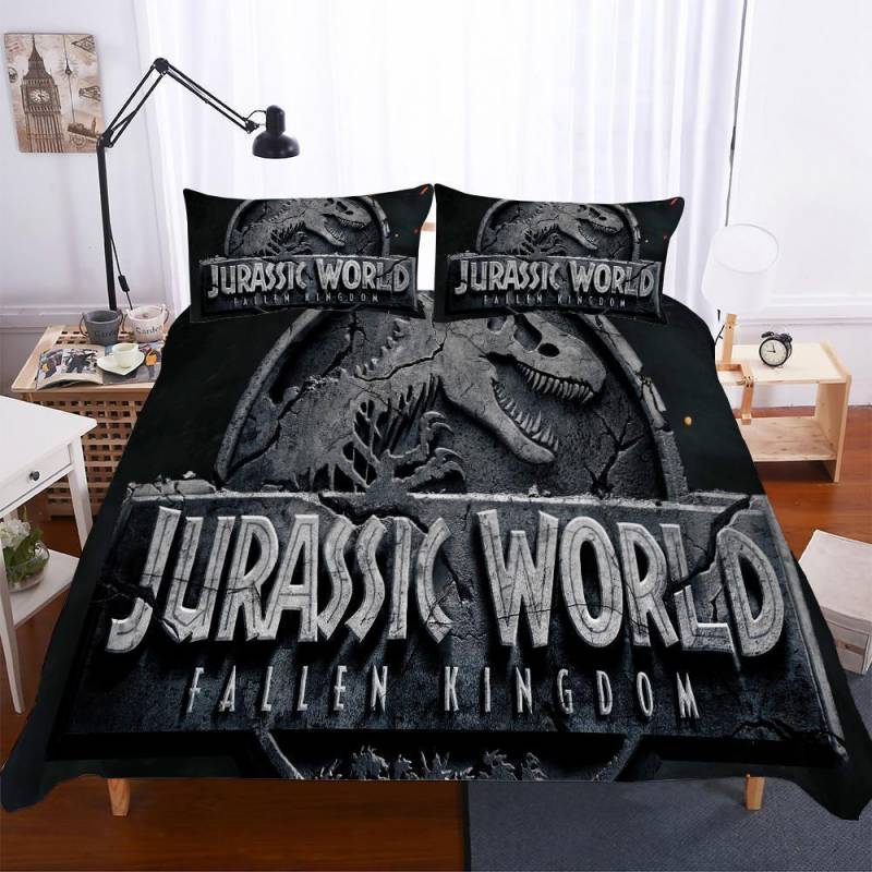 3D Lost World Jurassic Park Dinosaur Pattern 3 Pieces In Variousizes Blacks 3D Customize Bedding Set Duvet Cover Set Bedroom Set Bedlinen