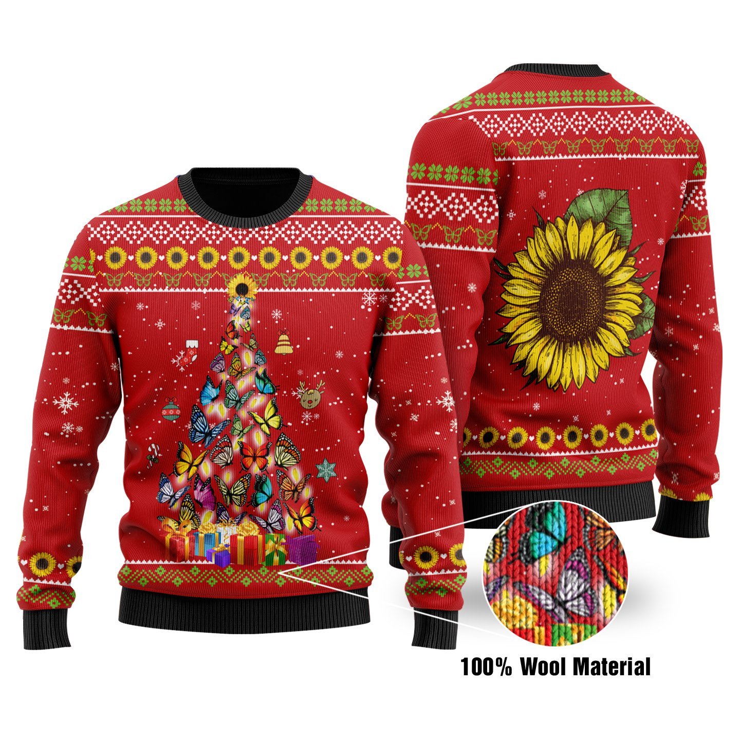 Butterfly Tree Christmas Ugly Sweater | Unisex | Full Size | Adult | Colorful | US1714