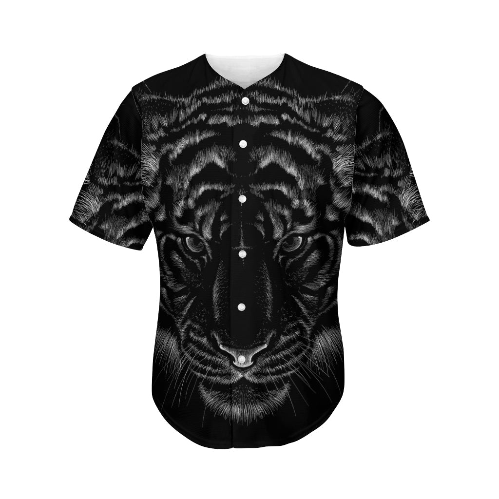 Black Tiger Portrait Print Men’S Baseball Jersey 3D Print