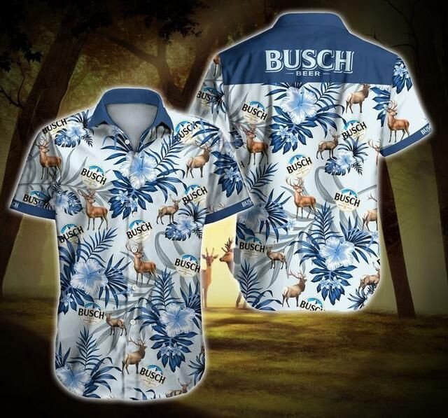 Busch Beer Hawaii Graphic Print Short Sleeve Hawaii Casual Shirt Ha19243