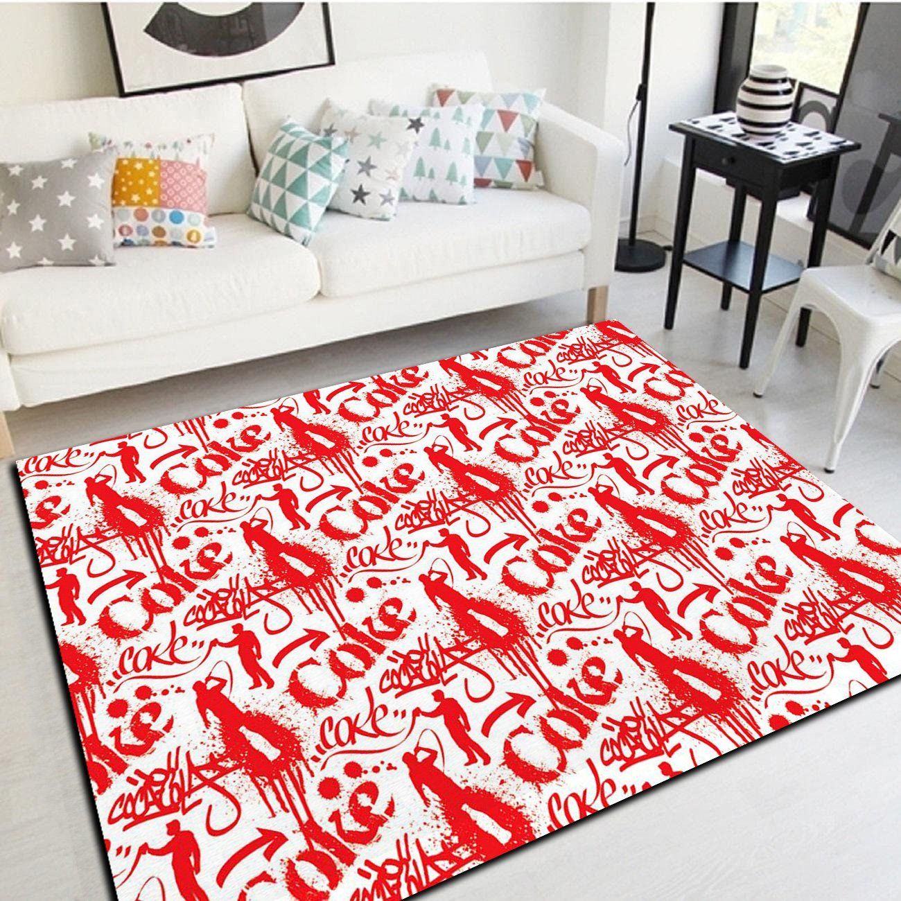 Coca-Cola Insprired Rug, Living Room Carpet, Home Floor Decor