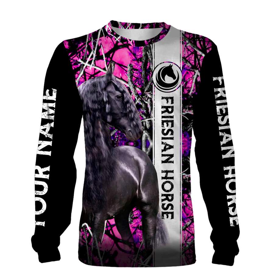 Friesian Horse Pink muddy camo horse lady 3D All over print Shirts, Hoodie, Zip up Hoodie – Personalized gifts for Horse lovers Men, Women and Kid – FSD959