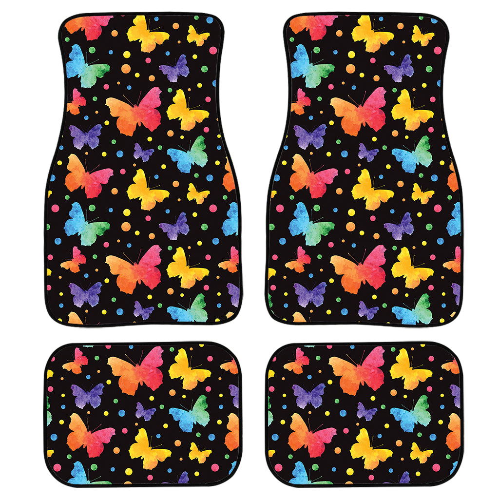 Colorful Watercolor Butterfly Print Front And Back Car Floor Mats, Front Car Mat