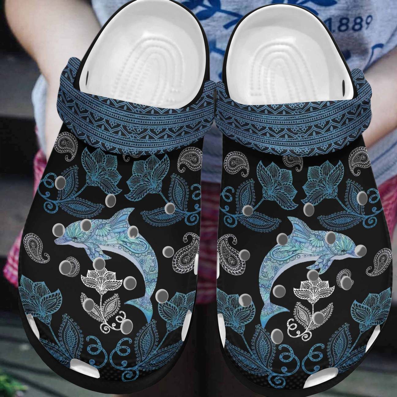 Dolphin Personalized Clog Custom Crocs Comfortablefashion Style Comfortable For Women Men Kid Print 3D Blue