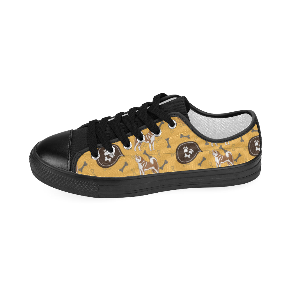 Akita Pattern Black Women’s Classic Canvas Shoes