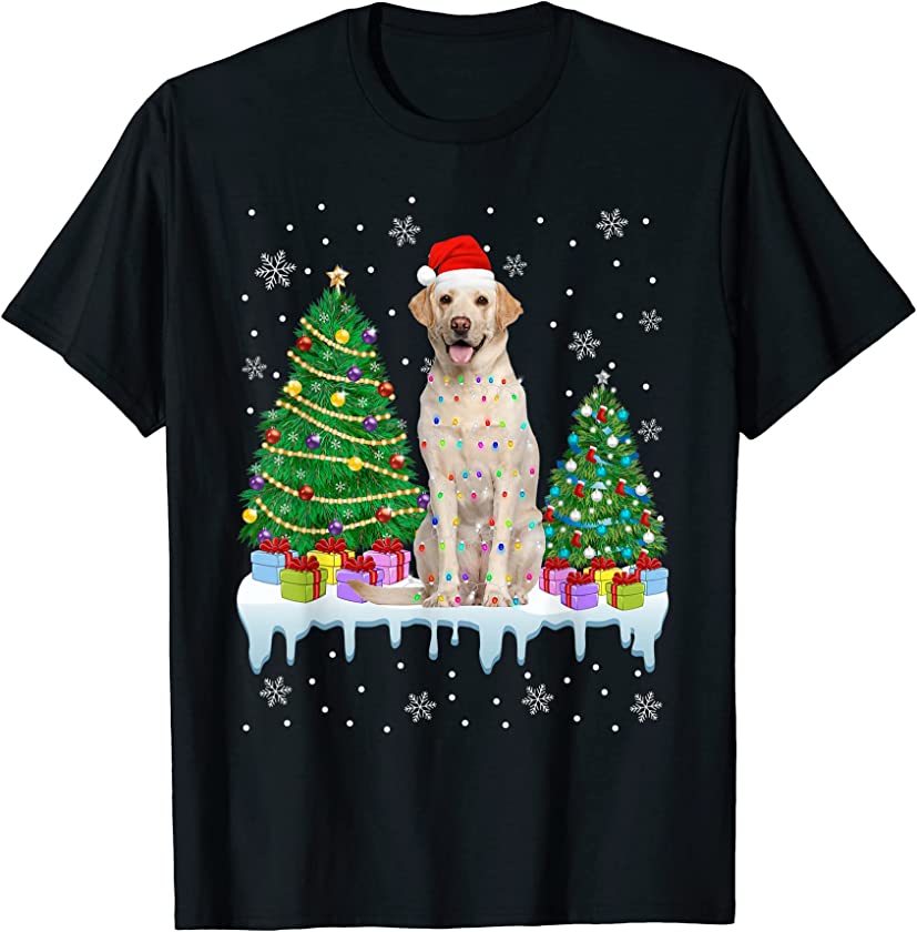 Labrador Dog Christmas Tree Funny Xmas Lights Puppy Lover T-Shirt