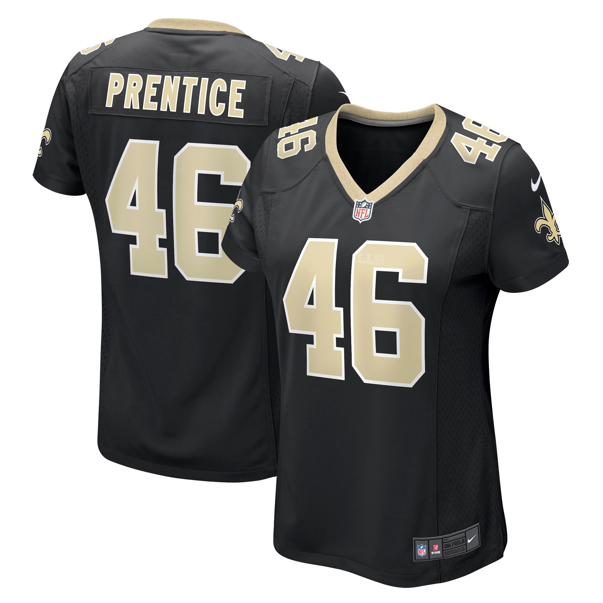 Adam Prentice New Orleans Saints Womens Game Player Jersey – Black NFL