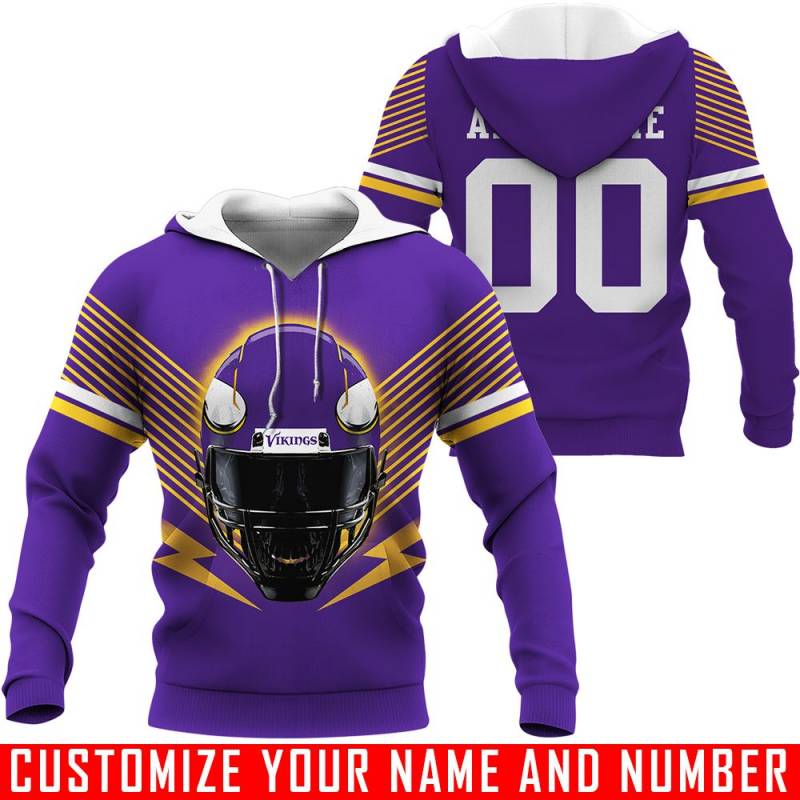 Minnesota Vikings – Helmets – v2 – CUSTOMIZE NAME AND NUMBER – HOT SALE 3D PRINTED – NOT IN STORE